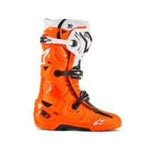 Bottes cross Alpinestars Tech 10 Enduro - Orange Fluo Noir Blanc 2