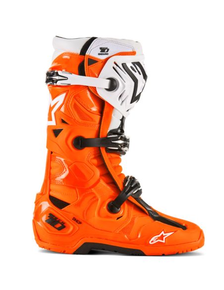 Bottes cross Alpinestars Tech 10 Enduro - Orange Fluo Noir Blanc
