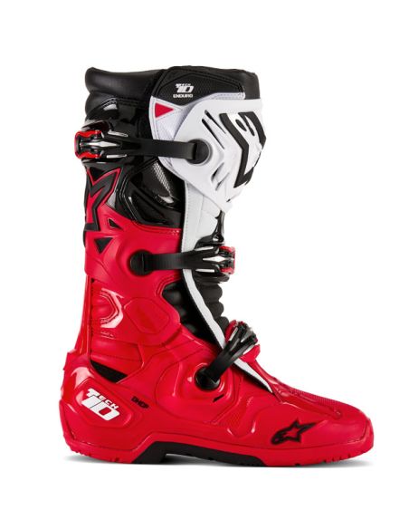 Bottes cross Alpinestars Tech 10 Enduro - Rouge Noir Blanc
