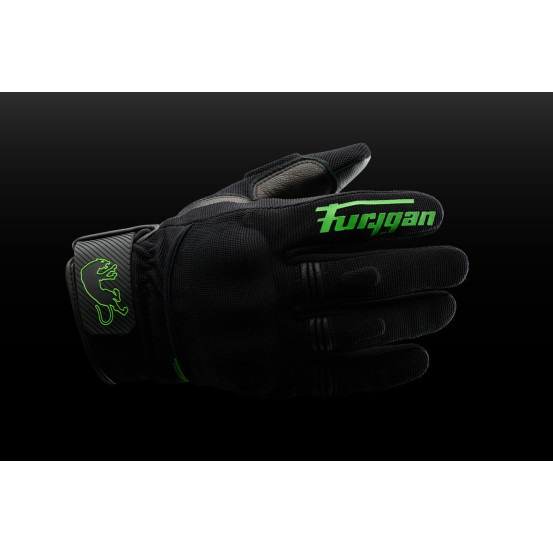 Gants Furygan JET D3O EVO - Noir Vert Fluo