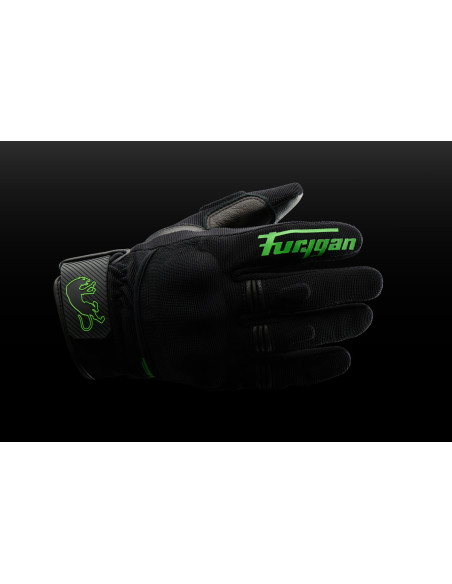 Gants Furygan JET D3O EVO - Noir Vert Fluo