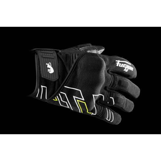 Gants Furygan JET NEON D3O - Noir Blanc Jaune Fluo