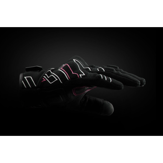 Gants Femme Furygan JET NEON D3O LADY - Noir Blanc Rose