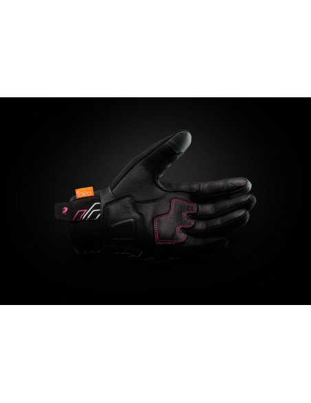 Gants Femme Furygan JET NEON D3O LADY - Noir Blanc Rose