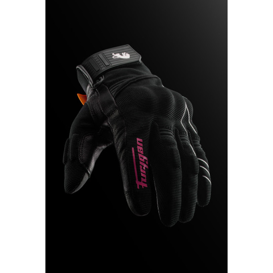 Gants Femme Furygan JET NEON D3O LADY - Noir Blanc Rose