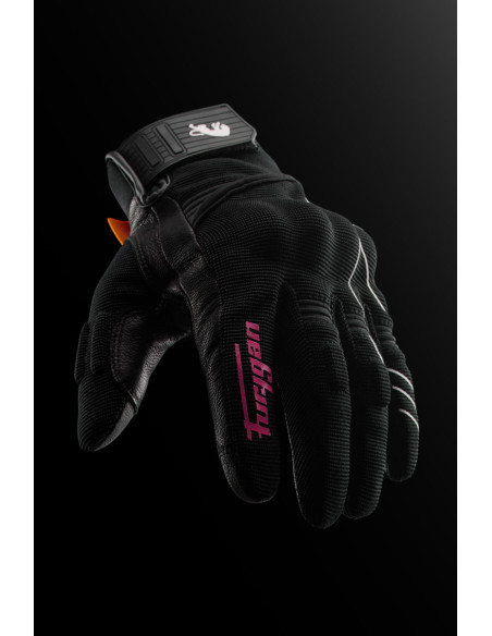 Gants Femme Furygan JET NEON D3O LADY - Noir Blanc Rose