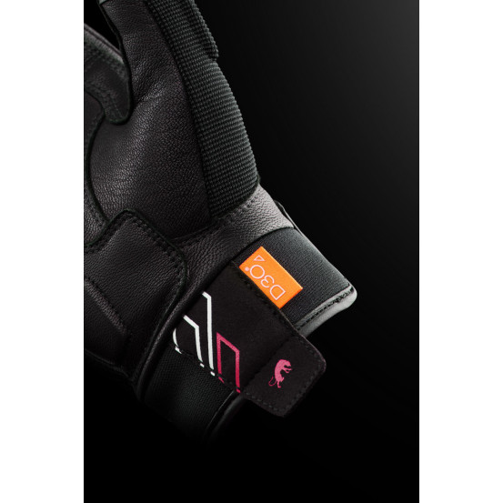 Gants Femme Furygan JET NEON D3O LADY - Noir Blanc Rose