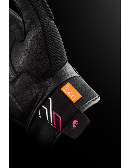 Gants Femme Furygan JET NEON D3O LADY - Noir Blanc Rose