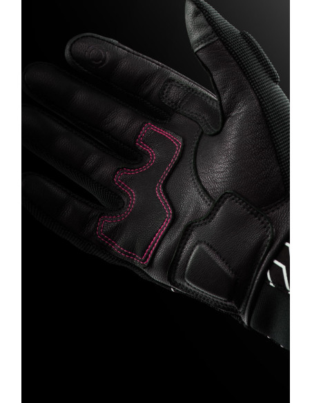 Gants Femme Furygan JET NEON D3O LADY - Noir Blanc Rose