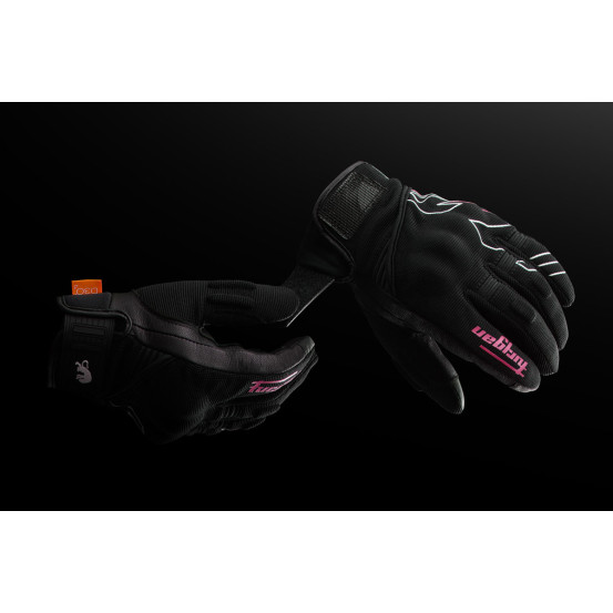 Gants Femme Furygan JET NEON D3O LADY - Noir Blanc Rose
