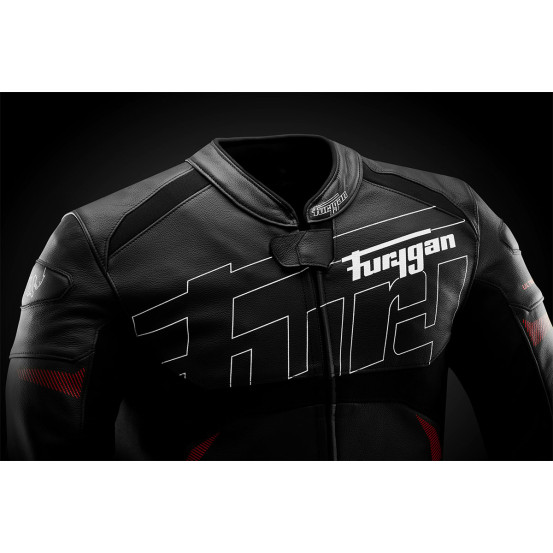 Blouson Furygan HELIX - Noir Blanc Rouge