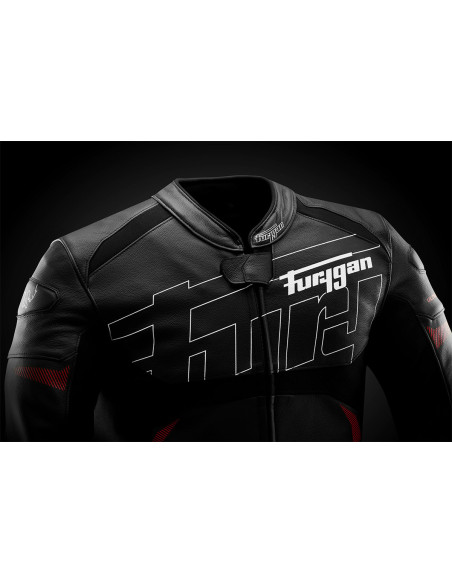 Blouson Furygan HELIX - Noir Blanc Rouge
