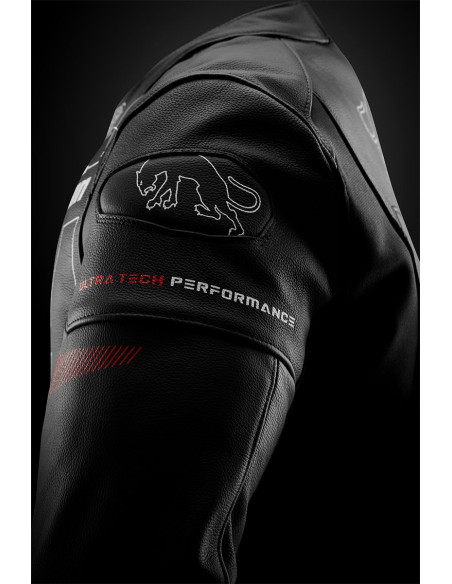 Blouson Furygan HELIX - Noir Blanc Rouge