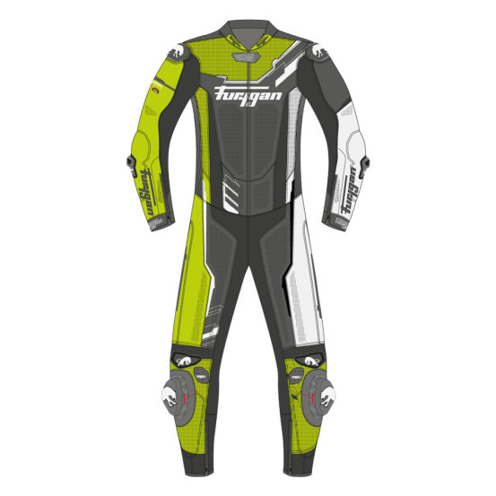 Combinaison Furygan ECLIPSE X KEVLAR - Blanc Noir Jaune Fluo