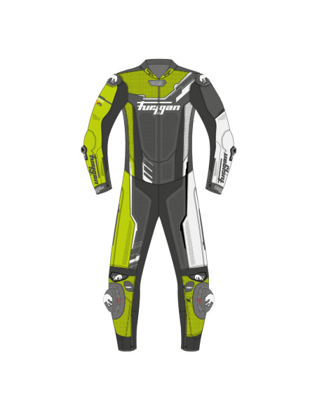 Combinaison Furygan ECLIPSE X KEVLAR - Blanc Noir Jaune Fluo