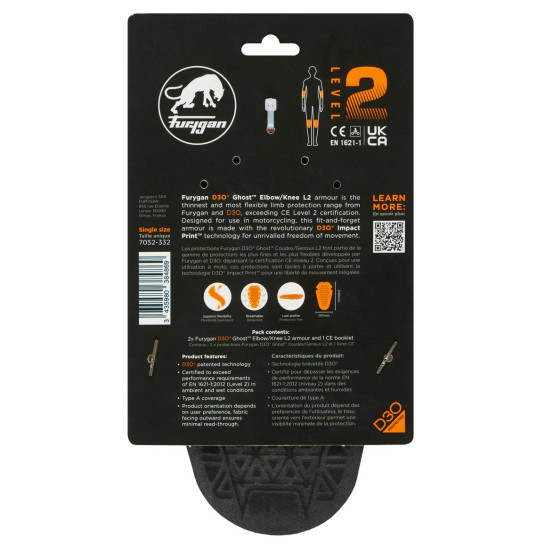 Protections coudes genoux Furygan D3O GHOST L2 - Orange