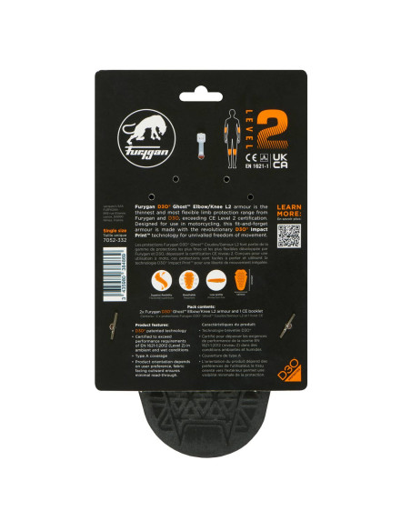 Protections coudes genoux Furygan D3O GHOST L2 - Orange