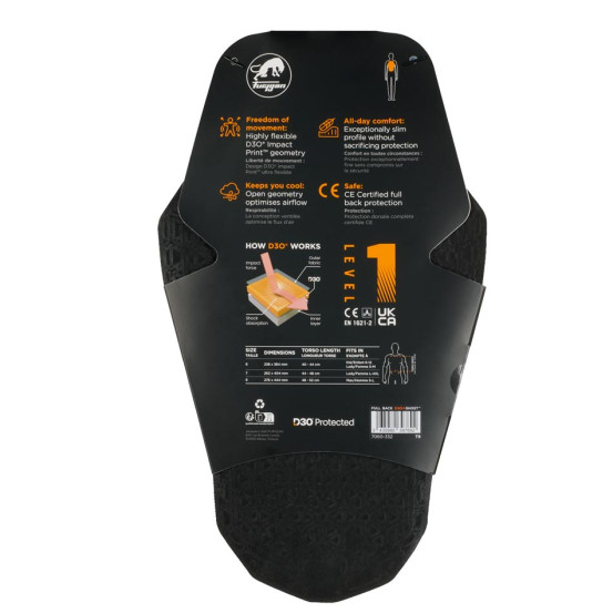 Protection dorsale Furygan FULL BACK D3O GHOST - Orange