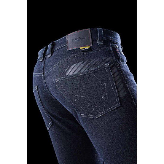 Jean moto Furygan TYRON X KEVLAR SLIM - Bleu foncé - Jambes courtes