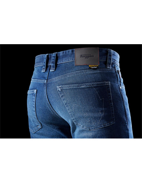 Jean moto Furygan D12 X KEVLAR STRAIGHT - Medium Blue - Jambes longues