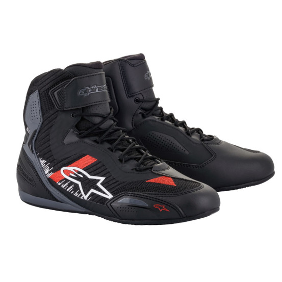 Baskets moto Alpinestars Faster-3 Rideknit Noir Gris Rouge