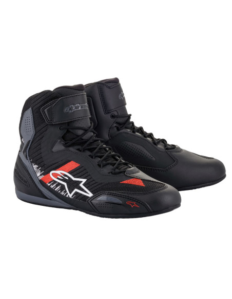 Baskets moto Alpinestars Faster-3 Rideknit Noir Gris Rouge