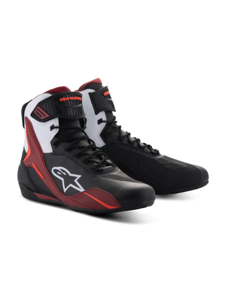Baskets moto Alpinestars Faster-4 Noir Blanc Rouge Foncé