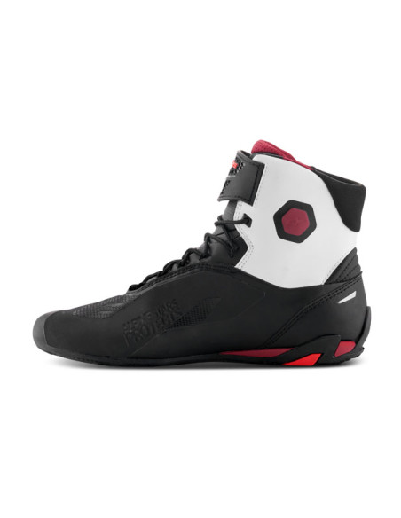 Baskets moto Alpinestars Faster-4 Noir Blanc Rouge Foncé