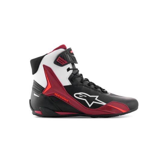 Baskets moto Alpinestars Faster-4 Noir Blanc Rouge Foncé