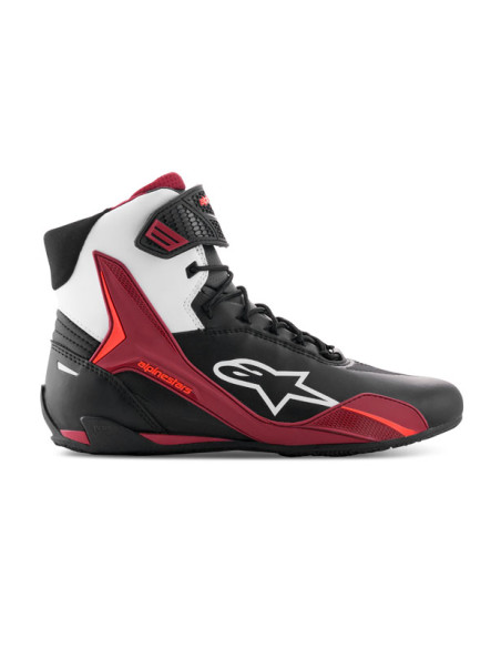 Baskets moto Alpinestars Faster-4 Noir Blanc Rouge Foncé