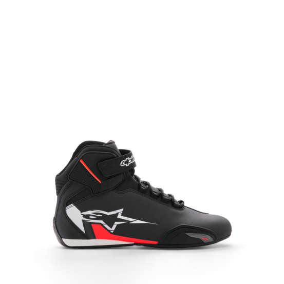 Baskets moto Alpinestars Sektor Noir Blanc Rouge Fluo