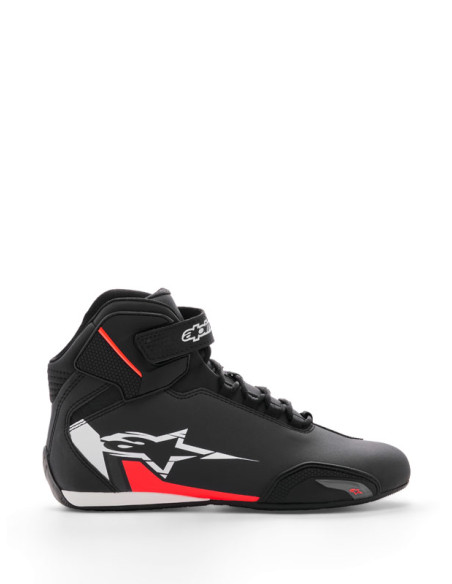 Baskets moto Alpinestars Sektor Noir Blanc Rouge Fluo