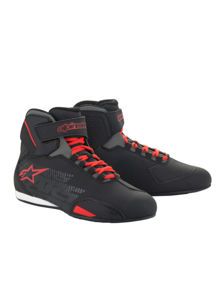 Baskets moto Alpinestars Sektor Noir Bright Rouge
