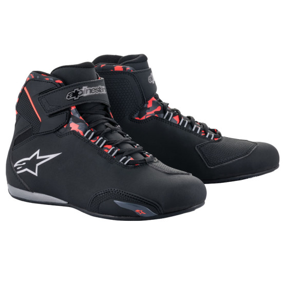 Baskets moto Alpinestars Sektor Waterproof Noir Rouge Fluo