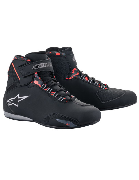 Baskets moto Alpinestars Sektor Waterproof Noir Rouge Fluo