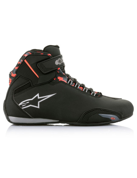 Baskets moto Alpinestars Sektor Waterproof Noir Rouge Fluo