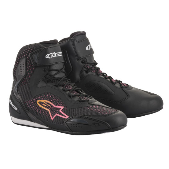 Baskets moto femme Alpinestars Stella Faster-3 Rideknit Noir Rose
