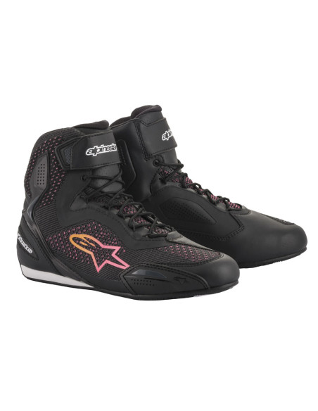 Baskets moto femme Alpinestars Stella Faster-3 Rideknit Noir Rose