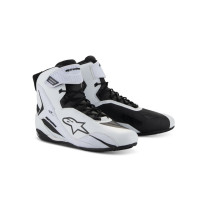 Baskets moto femme Alpinestars Stella Faster-4 Blanc Noir