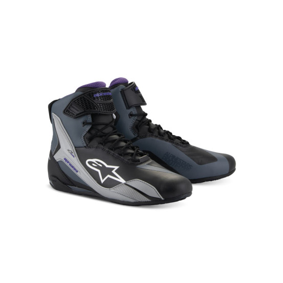 Baskets moto femme Alpinestars Stella Faster-4 Noir Gris Violet
