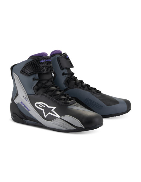 Baskets moto femme Alpinestars Stella Faster-4 Noir Gris Violet
