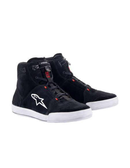 Baskets moto Alpinestars Chrome Noir Cool Gris Rouge