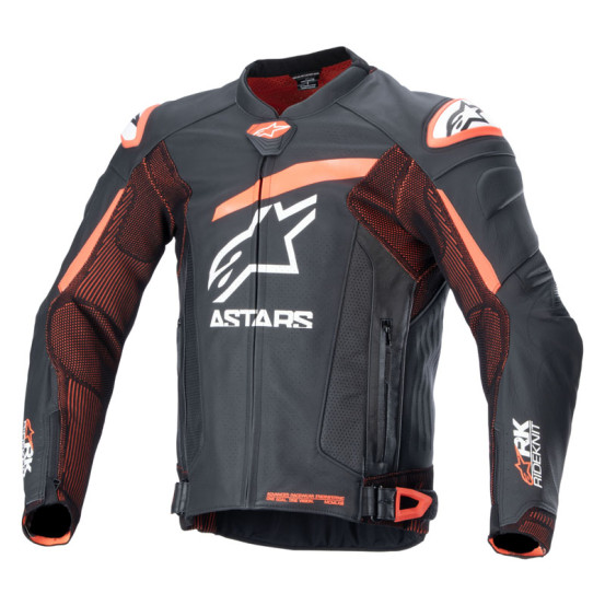 Blouson moto cuir Alpinestars GP Plus R V4 Noir Rouge Fluo