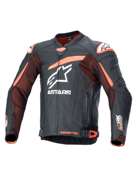 Blouson moto cuir Alpinestars GP Plus R V4 Noir Rouge Fluo