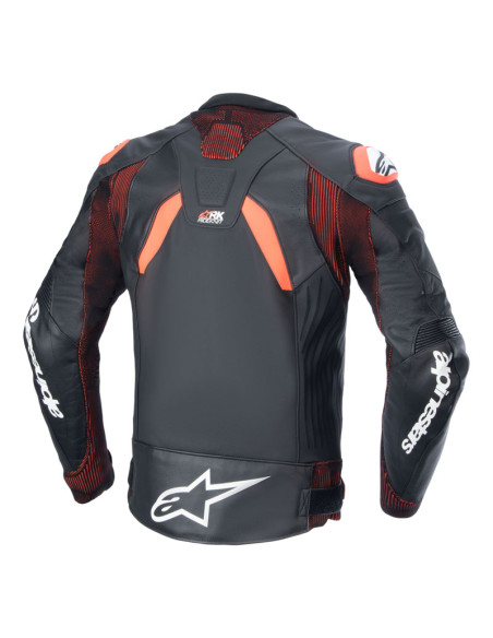 Blouson moto cuir Alpinestars GP Plus R V4 Noir Rouge Fluo