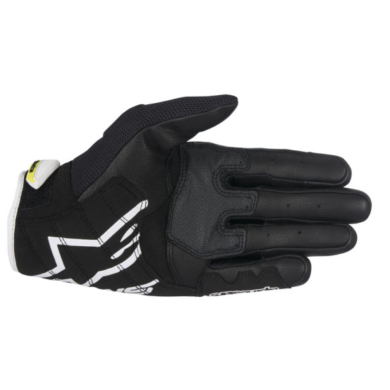 Gants moto racing Alpinestars SMX-2 Air Carbon V2 Noir Blanc Jaune Fluo
