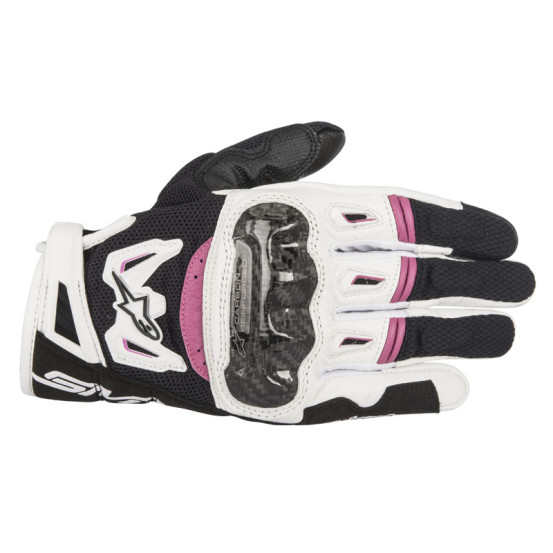 Gants femme moto femme Alpinestars Stella SMX-2 Air Carbon V2 Noir Blanc Fuschia