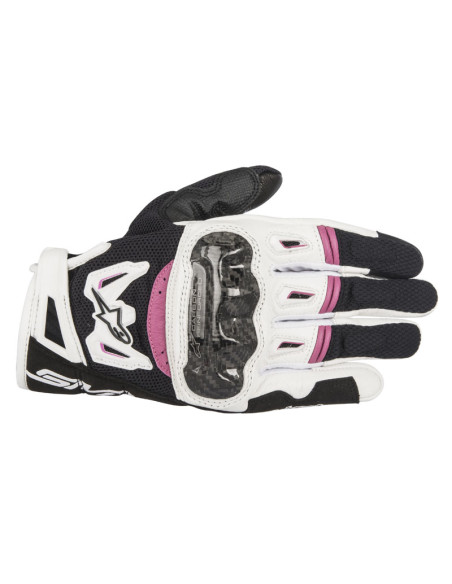Gants femme moto femme Alpinestars Stella SMX-2 Air Carbon V2 Noir Blanc Fuschia
