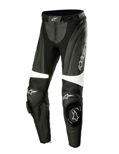Pantalon moto cuir femme racing Alpinestars Stella Missile V3 Noir Blanc