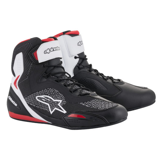 Baskets moto Alpinestars Faster-3 Rideknit Noir Blanc Rouge